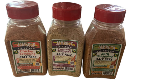 Jamrock 3 pack All purpose,Chicken and Jerk seasoning ,free salt, free Gluten, free GMO.