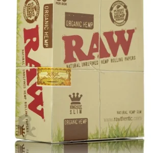 50 X RAW KING SIZE SLIM ORGANIC HEMP ROLLING PAPERS 50 CT BOX NATURAL PAPER
