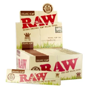 50 X RAW KING SIZE SLIM ORGANIC HEMP ROLLING PAPERS 50 CT BOX NATURAL PAPER