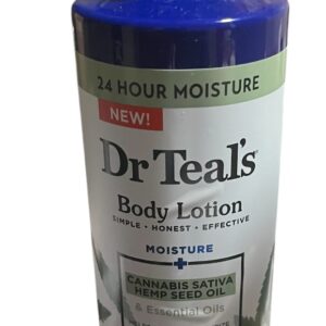 2 Pack Dr Teal's Moisture +Body Lotion, Cannabis Sativa Hemp Oil seed 18 Oz